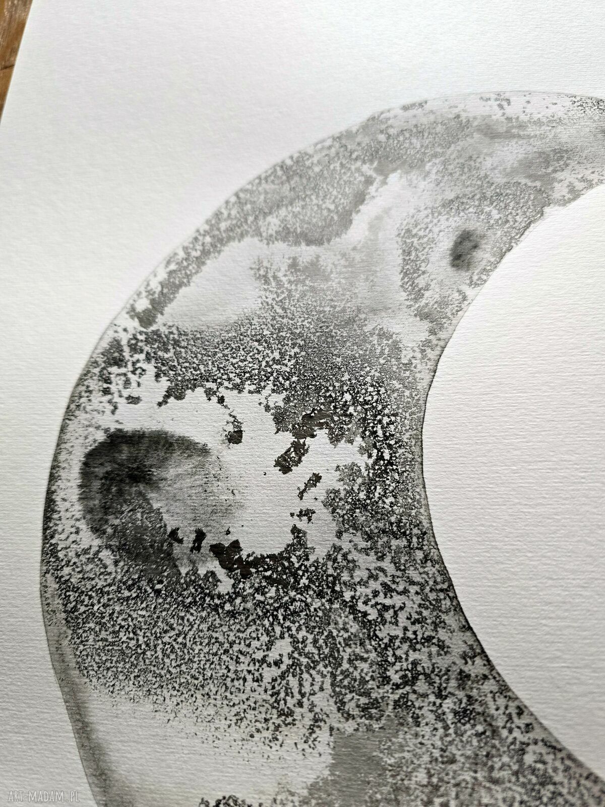 Grafika 30x40 cm wykonana ręcznie - czarno-biała praca z tuszem na papierze akwarelowym