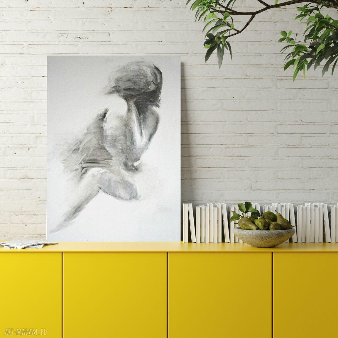 Grafika 39x57 czarno-biała do sypialni - Louka (fine art Giclee)