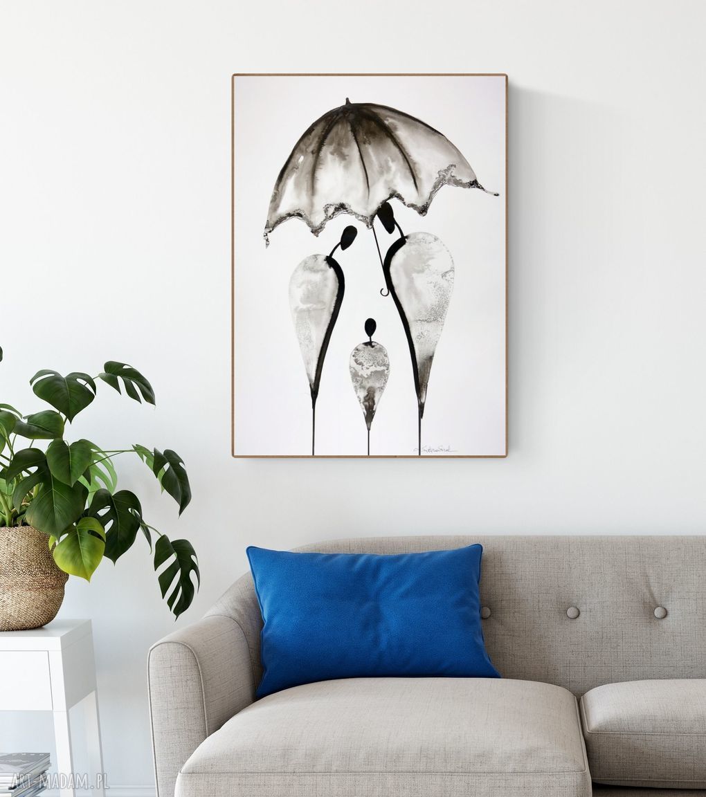 Grafika X 50x70 cm ręcznie malowana - abstrakcja w eleganckim minimalizmie
