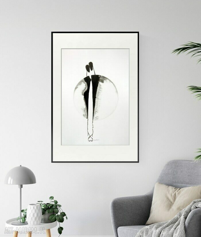 Ręcznie wykonana grafika 50x70 - abstrakcja do wnętrz