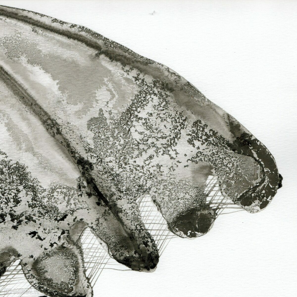 Czarno-biała grafika X 50x70 cm - ręcznie wykonany plakat abstrakcja