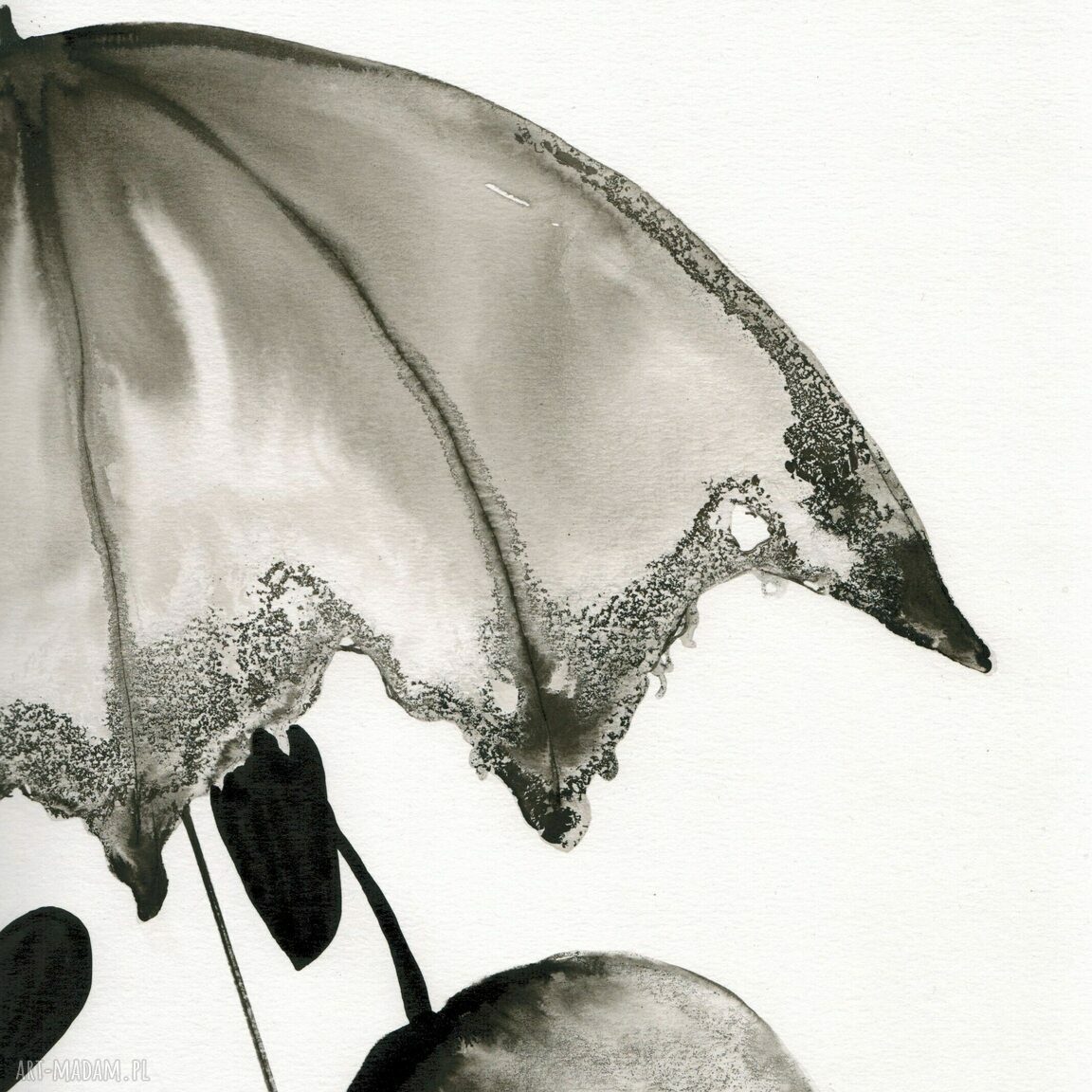 Czarno-biała grafika 50x70 cm - ręcznie malowana abstrakcja do salonu