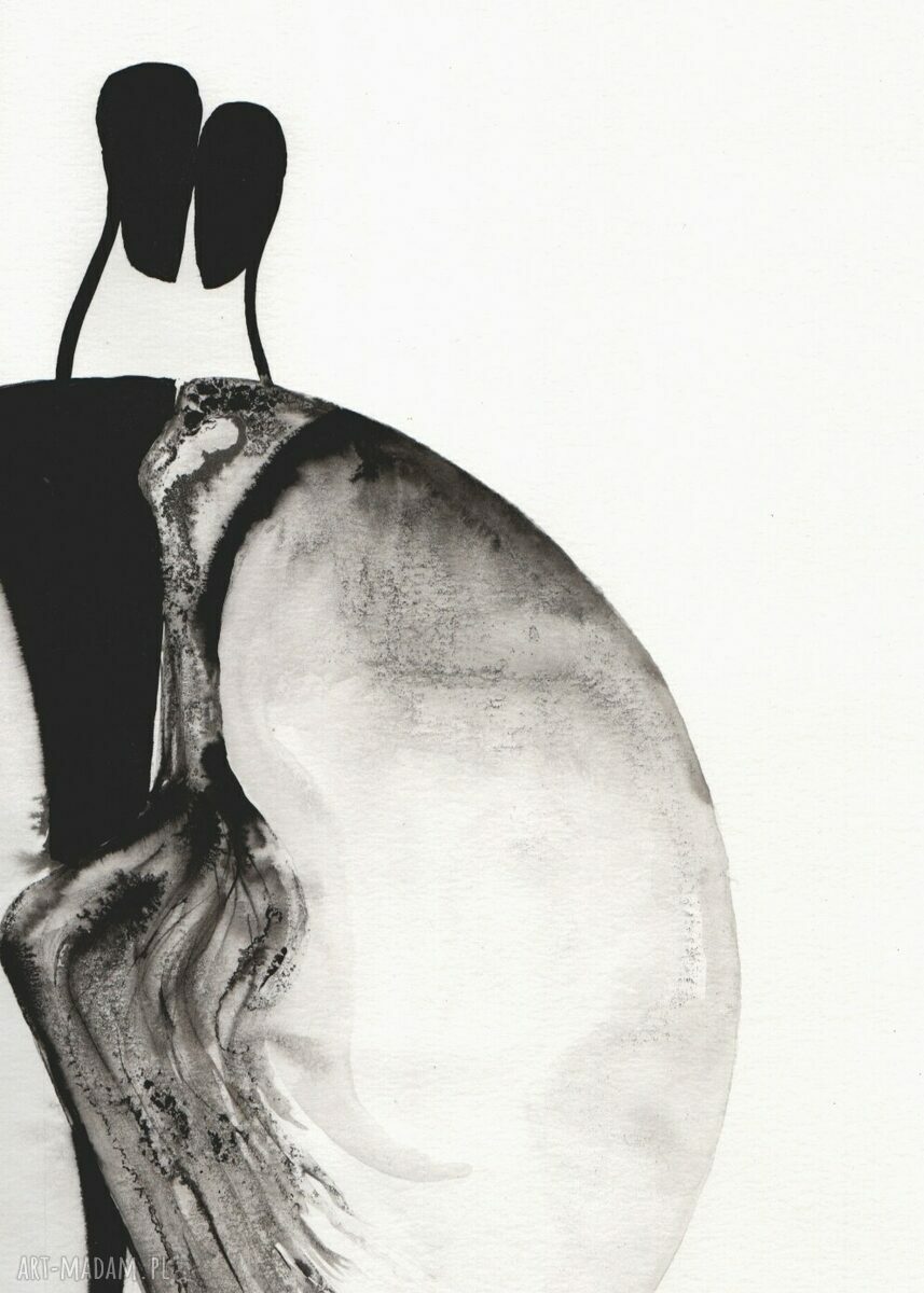 Grafika 50x70 cm wykonana ręcznie - abstrakcja czarno-biała