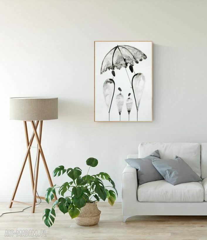 Czarno-biała grafika X 50x70 cm - ręcznie wykonany plakat abstrakcja