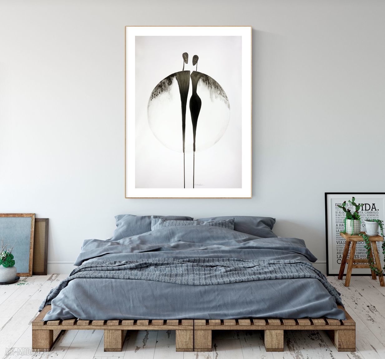 Grafika X 70 x 100 cm - ręcznie malowana tuszem, abstrakcja