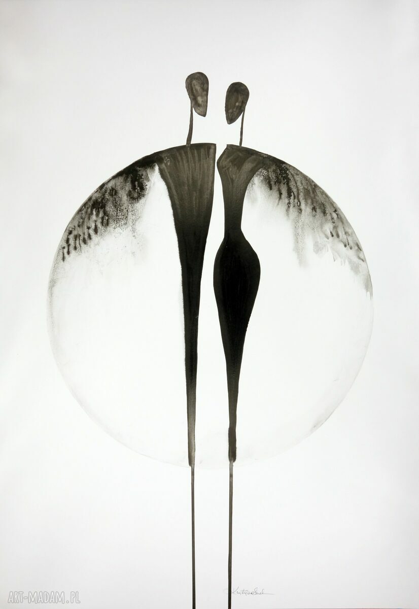 Grafika X 70 x 100 cm ręcznie malowana tuszem, abstrakcja