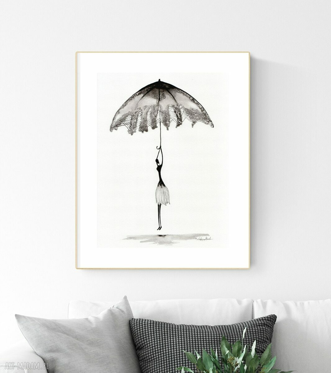 Grafika A3 wykonana ręcznie - abstrakcja skandynawska (handmade)