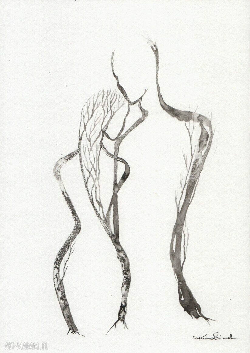 Grafika A4 czarno-biała w stylu skandynawskim - ręcznie malowana 21x30 cm