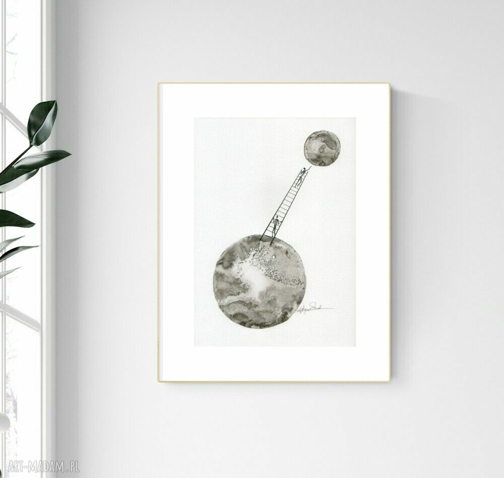 Plakat A4 malowany ręcznie - minimalistyczna abstrakcja