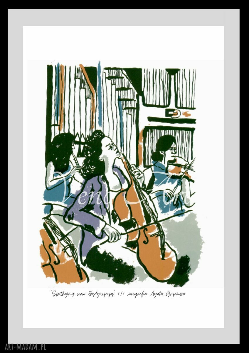 Grafika Agaty Skucińskiej - Filharmonia Pomorska Bydgoszcz - oprawiona i gotowa do zawieszenia