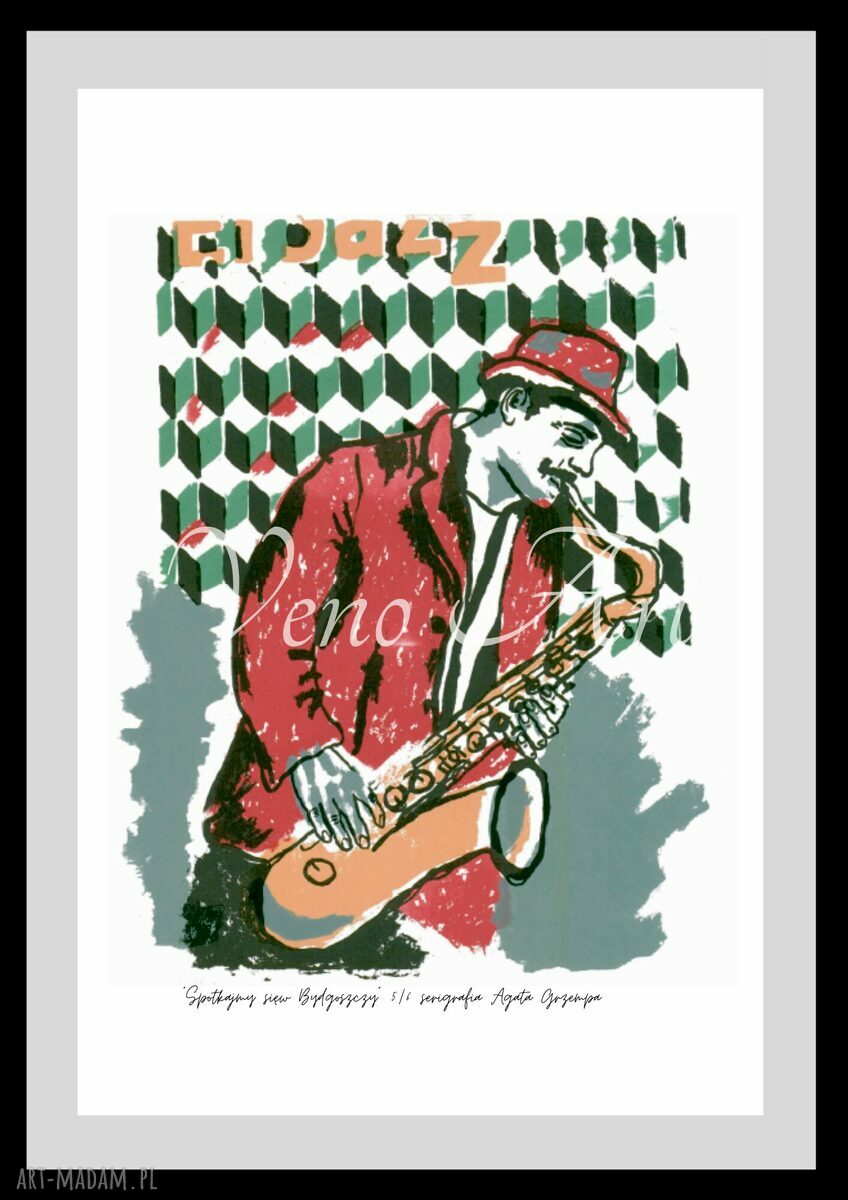 Grafika Agaty Skucińskiej „Pub El Jazz” - Bydgoszcz, gotowa do zawieszenia