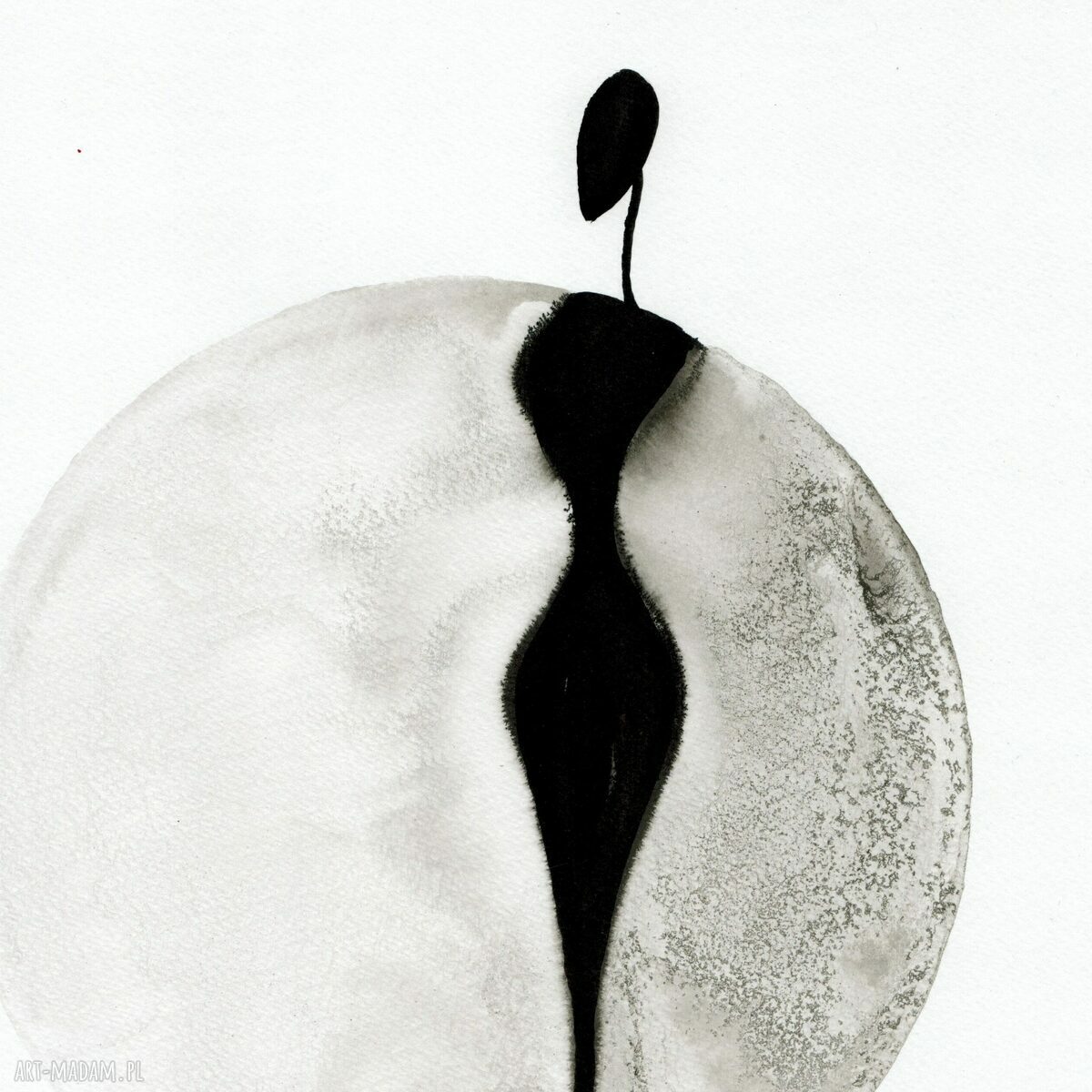 Zestaw 3 grafik malowanych ręcznie 30 x 40 cm czarno białe minimalistyczne