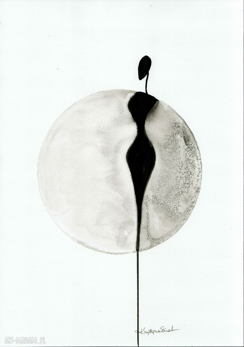 Zestaw 3 grafik malowanych ręcznie 30 x 40 cm czarno białe minimalistyczne