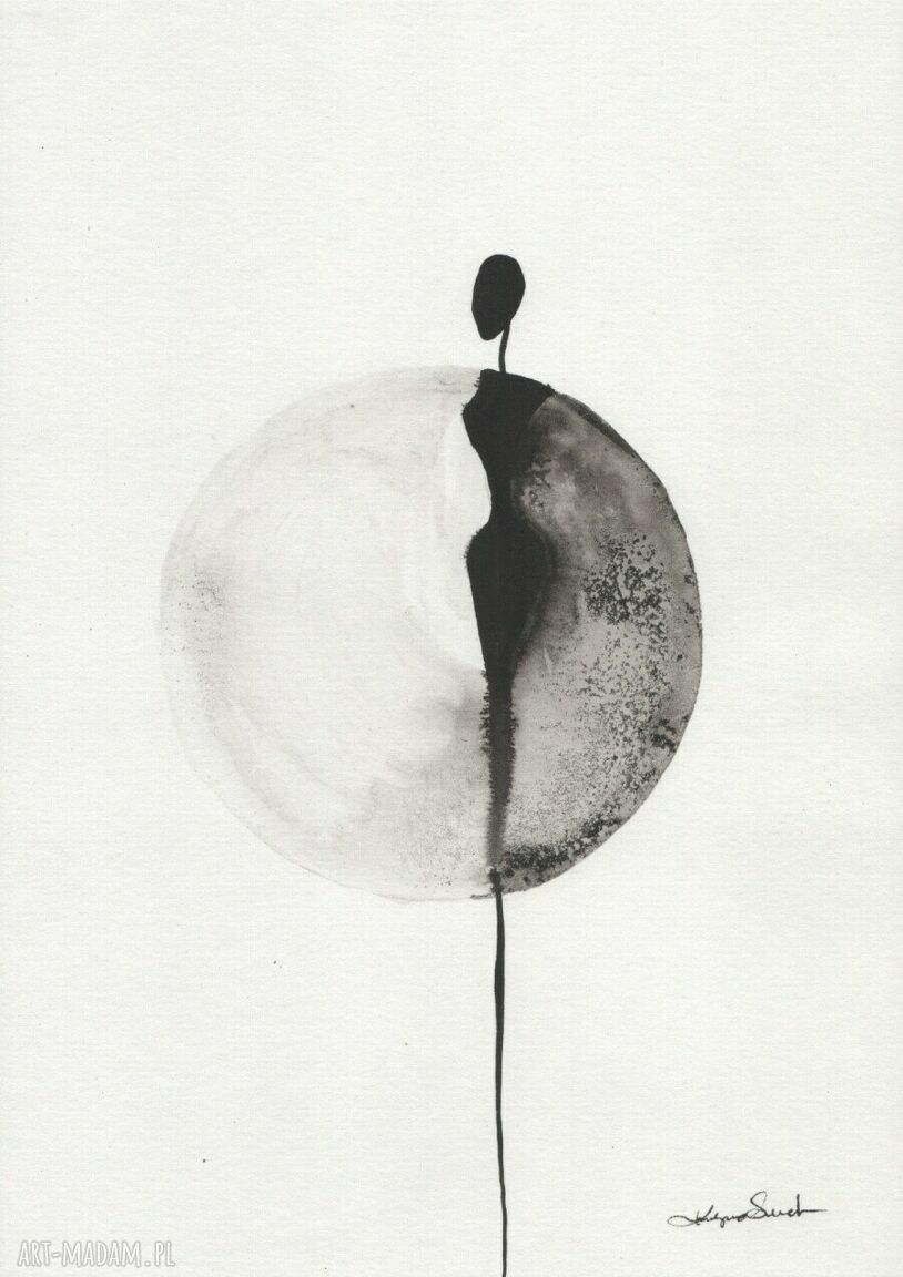Zestaw 3 grafik ręcznie malowanych 21x30 cm tusz na papierze akwarelowym