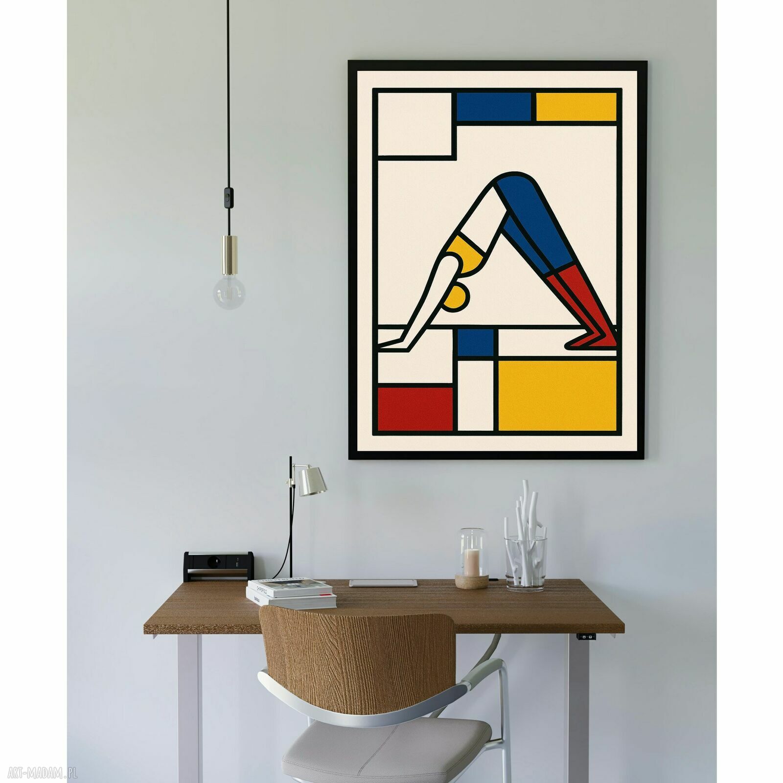 Grafika na płótnie „Pies z głową w dół” de Stijl - 50x70 cm