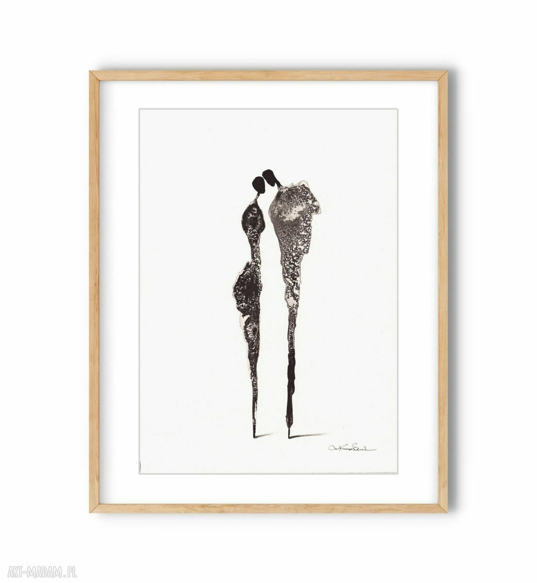 Grafika 21x30 malowana ręcznie tuszem na papierze akwarelowym (czarno-biała)