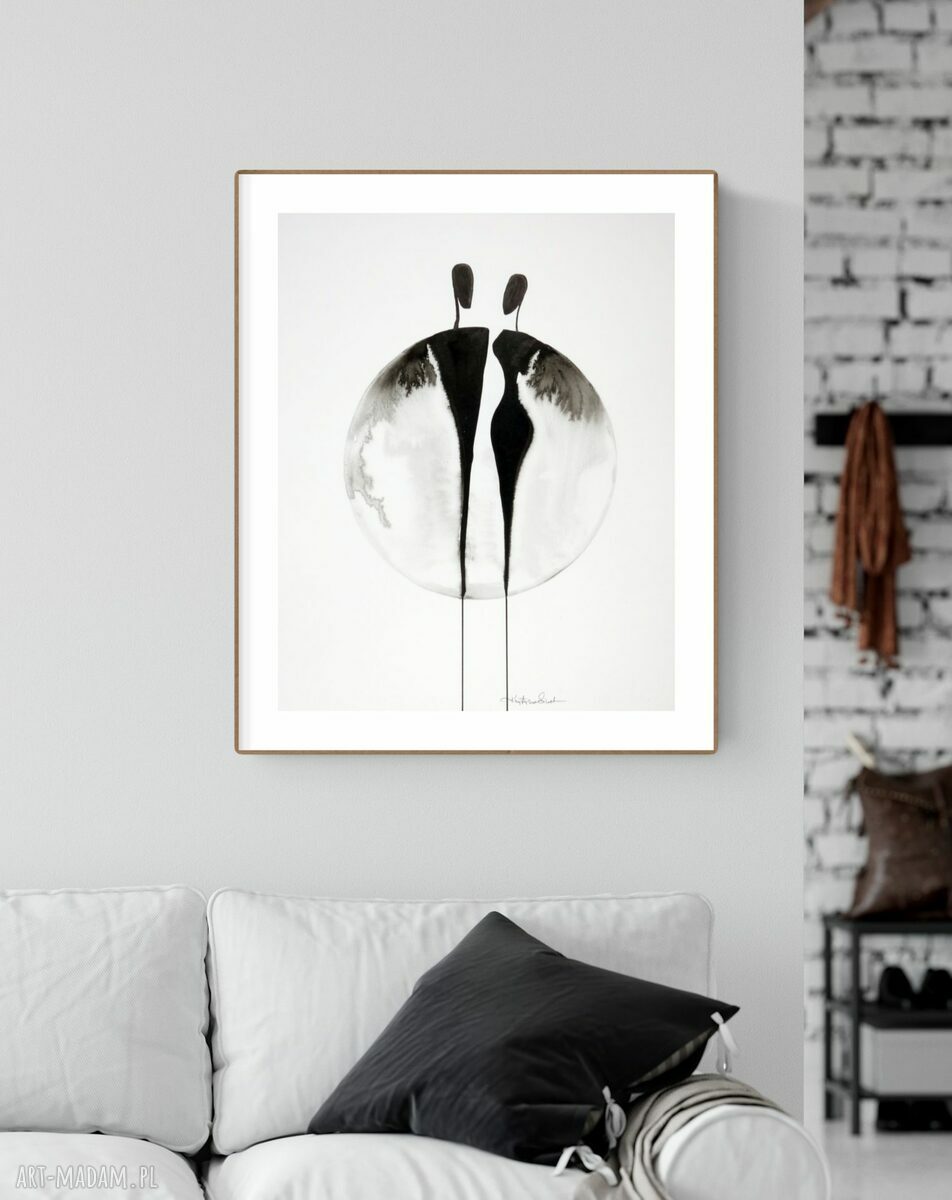 Grafika 40x50 cm ręcznie malowana - elegancki minimalizm