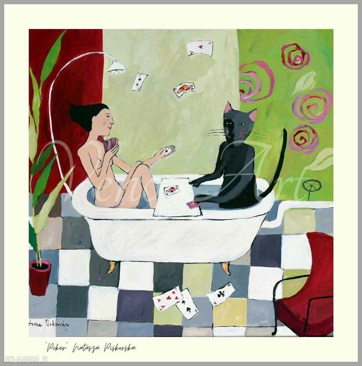 Grafika Natasza Piskorska - Poker 40x40 - gotowa do zawieszenia