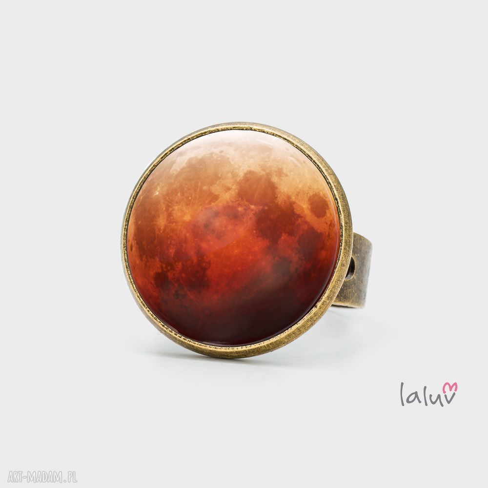 Pierścionek BLOODY MOON - księżycowy motyw, regulowany (antyczne złoto)
