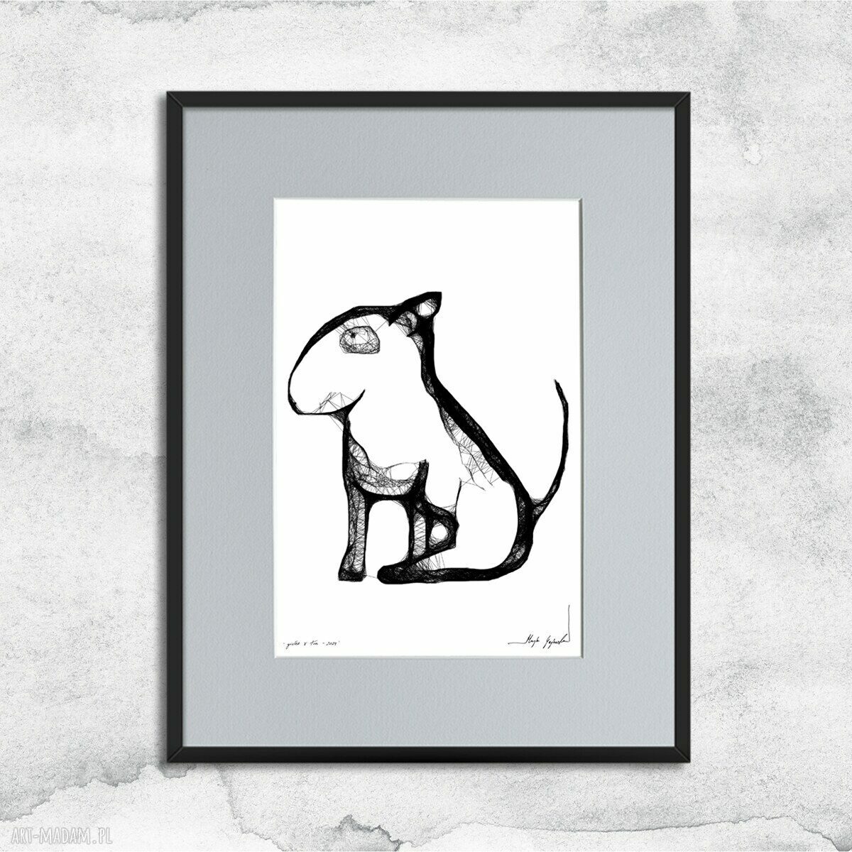 Grafika / plakat z bulterierem nr 109 - gotowy do powieszenia