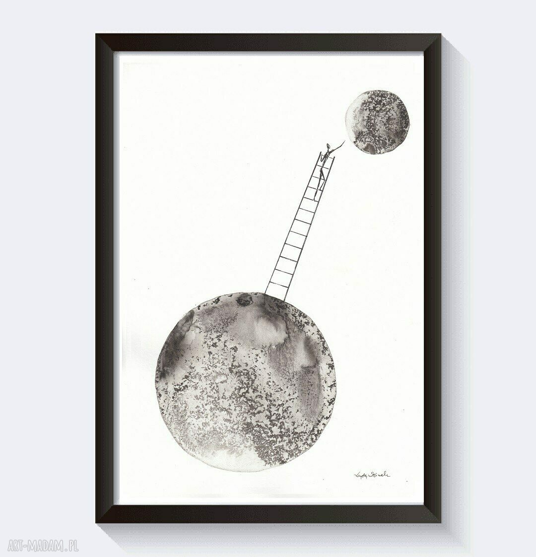 Zestaw 2 grafik Dreams i Rain czarno białe rysunki do sypialni 21 x 29,7 cm