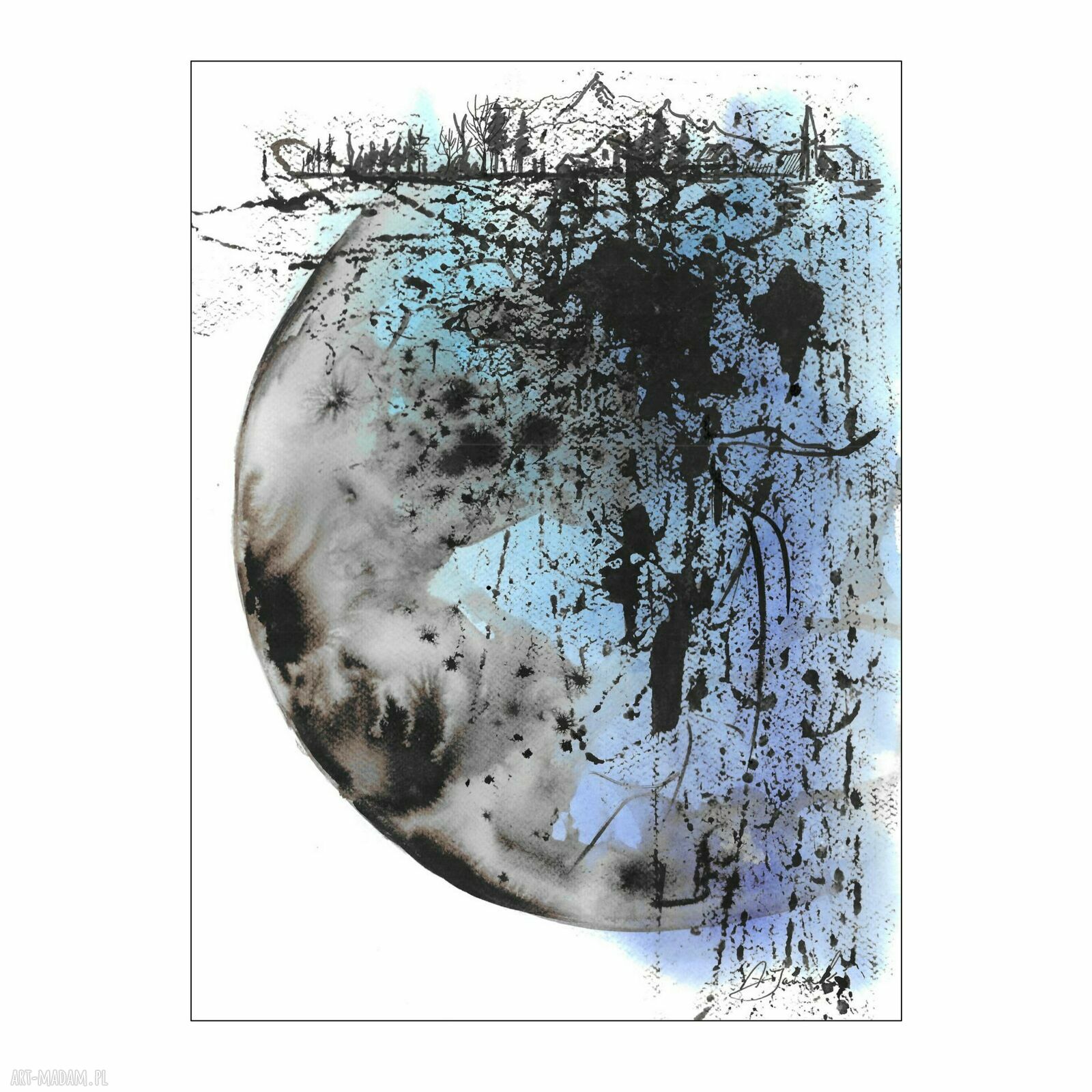 Grafika z cyklu „Lazurowe drżenia” 30x40 cm