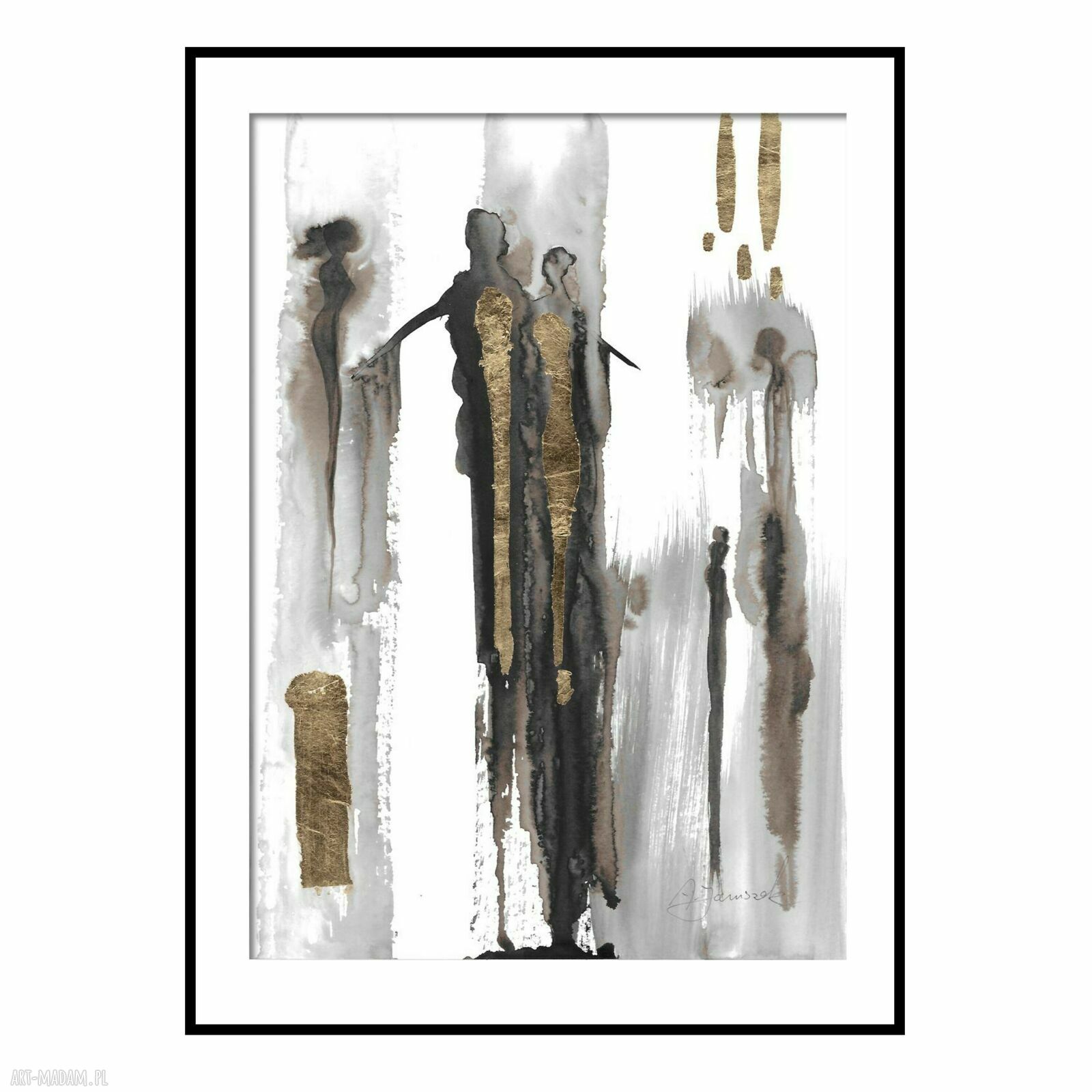 „Obecność” - ręcznie malowana i złocona grafika 30x21 cm