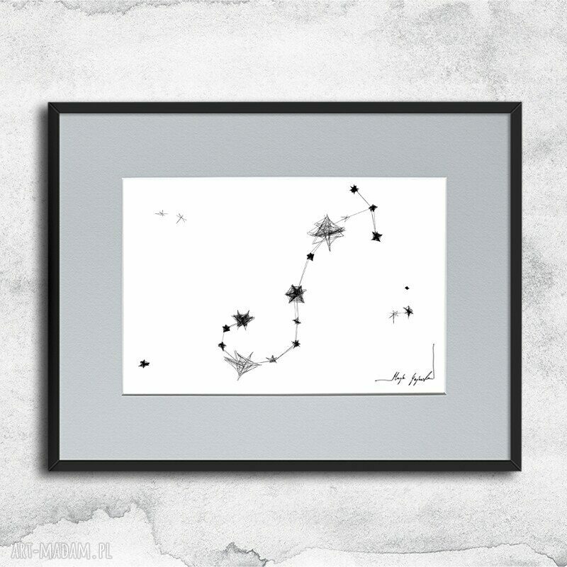 Oryginalna grafika ze znakiem zodiaku Skorpion w ramie
