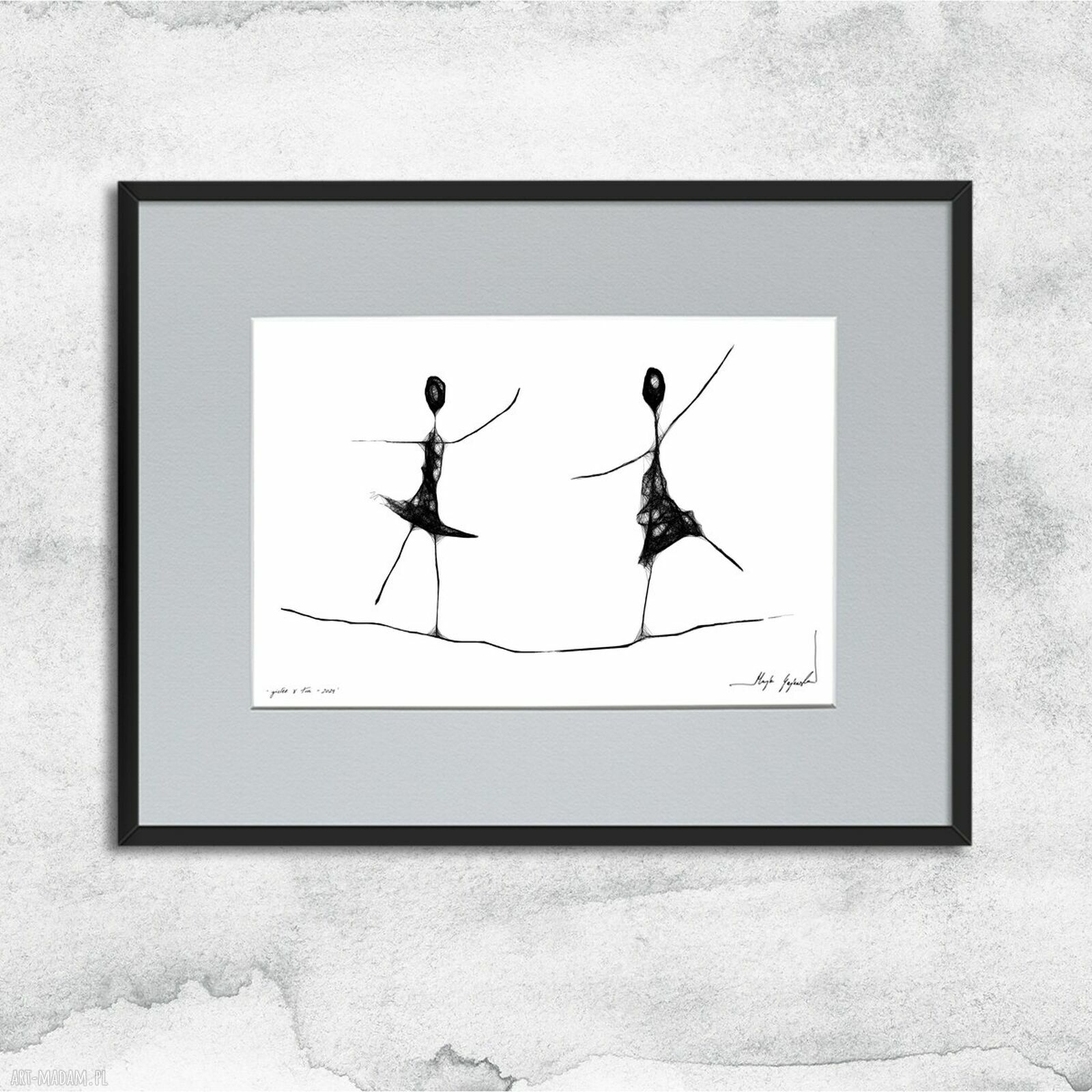 Grafika z ramą nr 84 - czarno-biała dekoracja na ścianę 41x31 cm