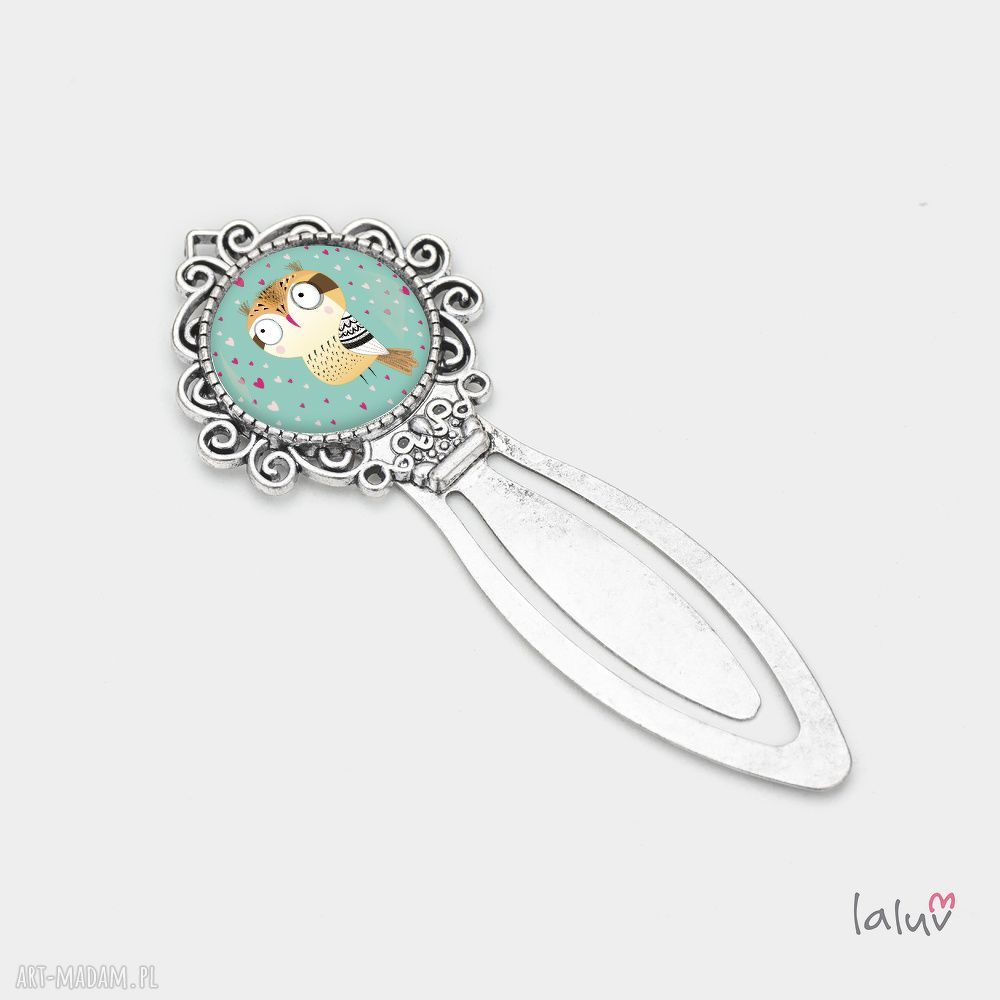 Zakładka do książki LOVE OWL - ręcznie robiona srebrna