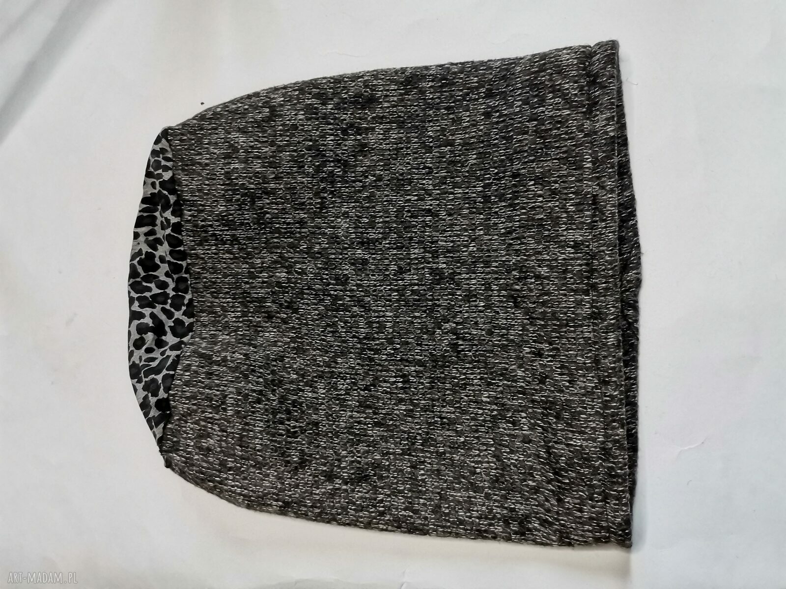 Grafitowa czapka handmade na małą głowę (56-57 cm) - bez podszewki