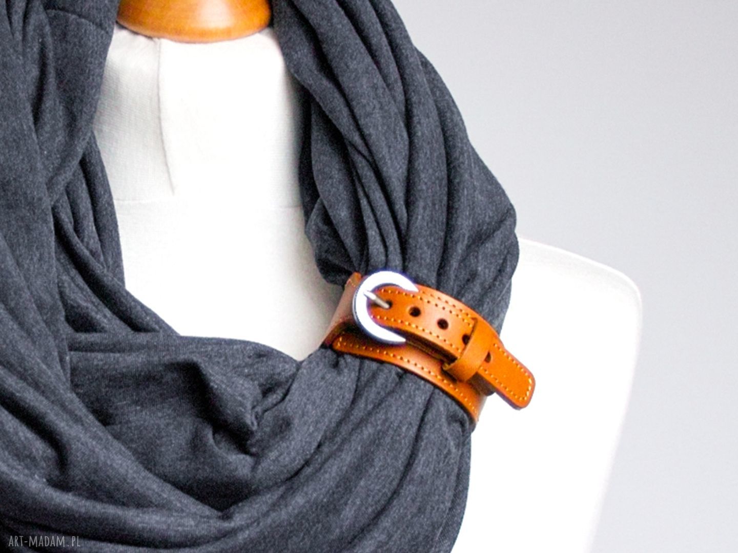 Grafitowy komin bawełniany z zapinką - tuba damska handmade