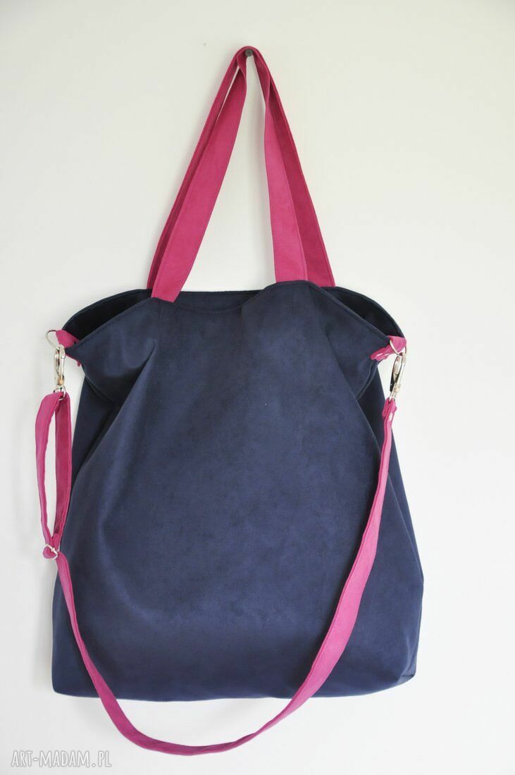 Torba hobo XXL granat - fuksja na ramię z alcantary