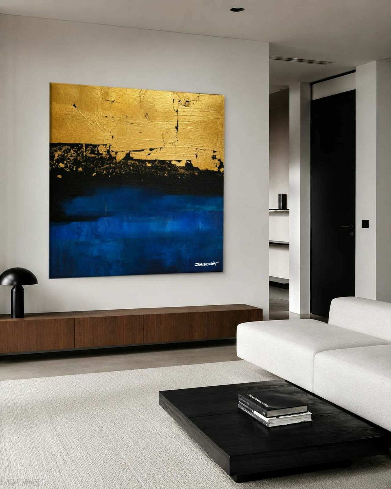 Granatowa Głębia - ręcznie malowany obraz 120x120 cm w akrylu