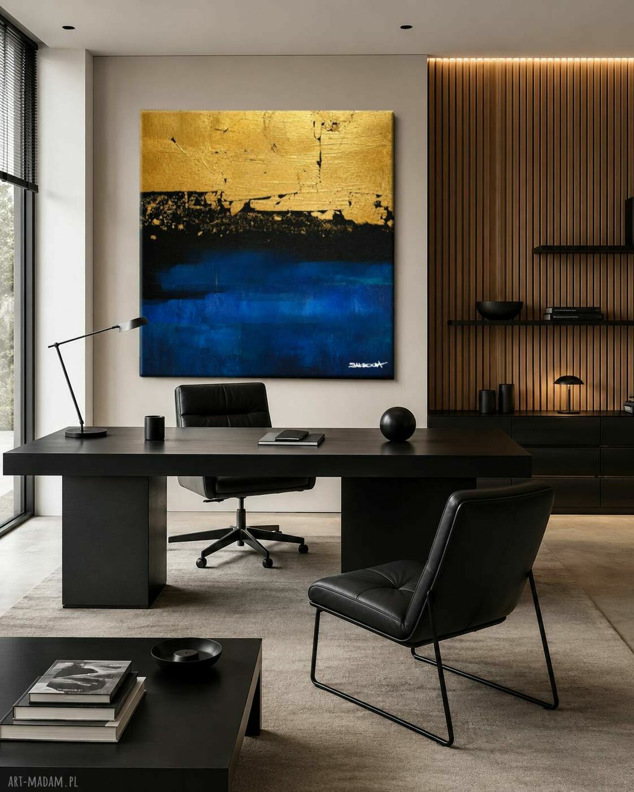 Granatowa Głębia - ręcznie malowany obraz 120x120 cm w akrylu