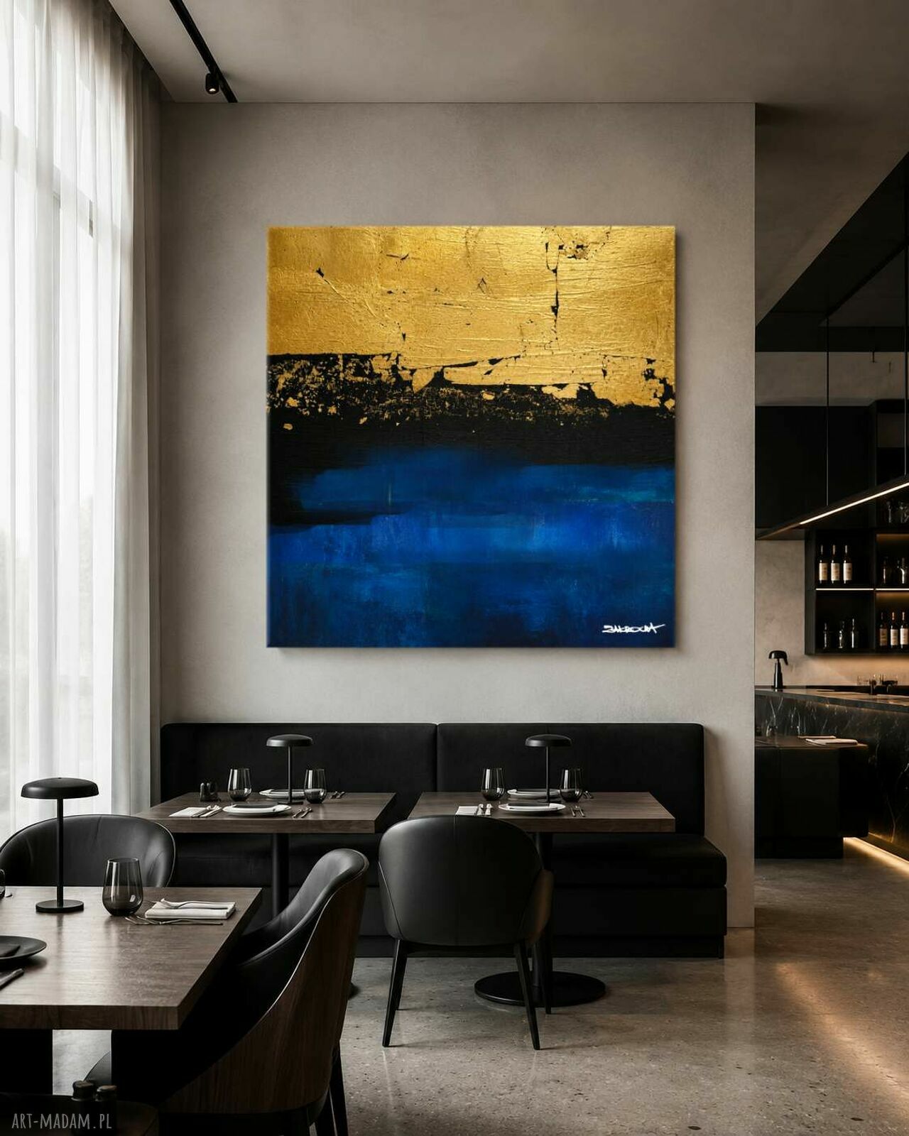 Granatowa Głębia - ręcznie malowany obraz 120x120 cm w akrylu