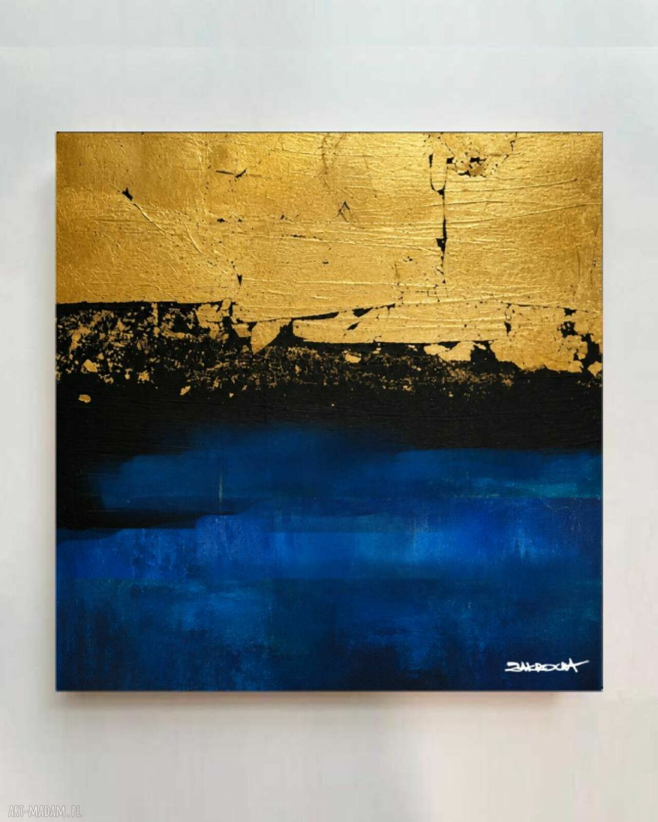 Granatowa Głębia - ręcznie malowany obraz 120x120 cm w akrylu