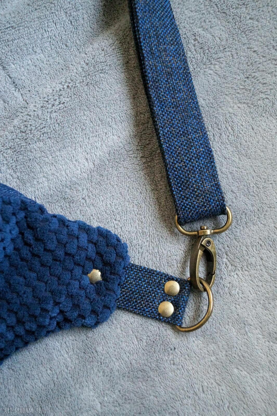 Granatowa nerka XXL z łączonych tkanin - nerkoplecak handmade