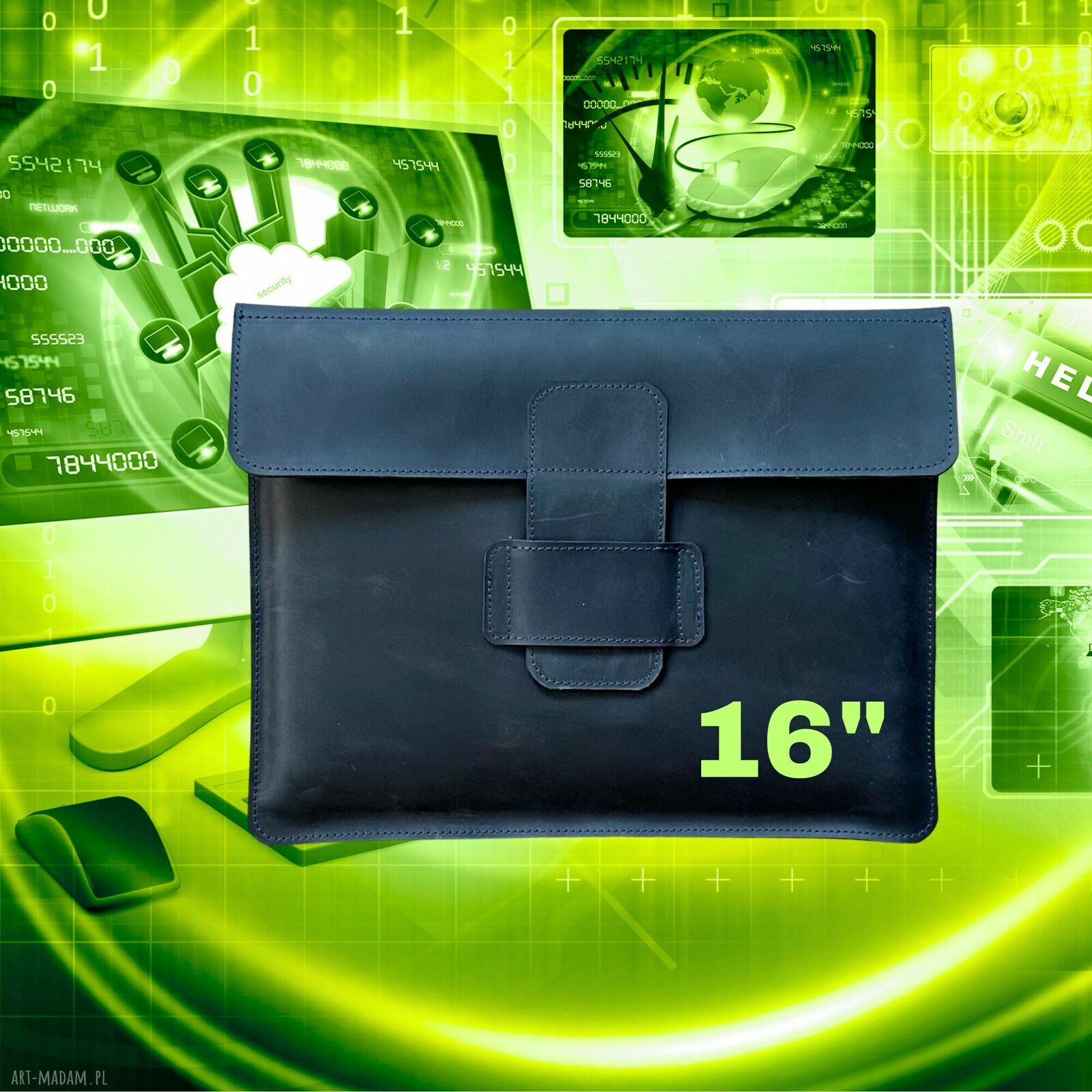 Granatowa torba skórzana laptopa cali pokrowiec etui 💼 16” robert