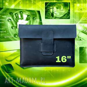 robert zmuda granatowa torba skórzana na laptopa 16 cali