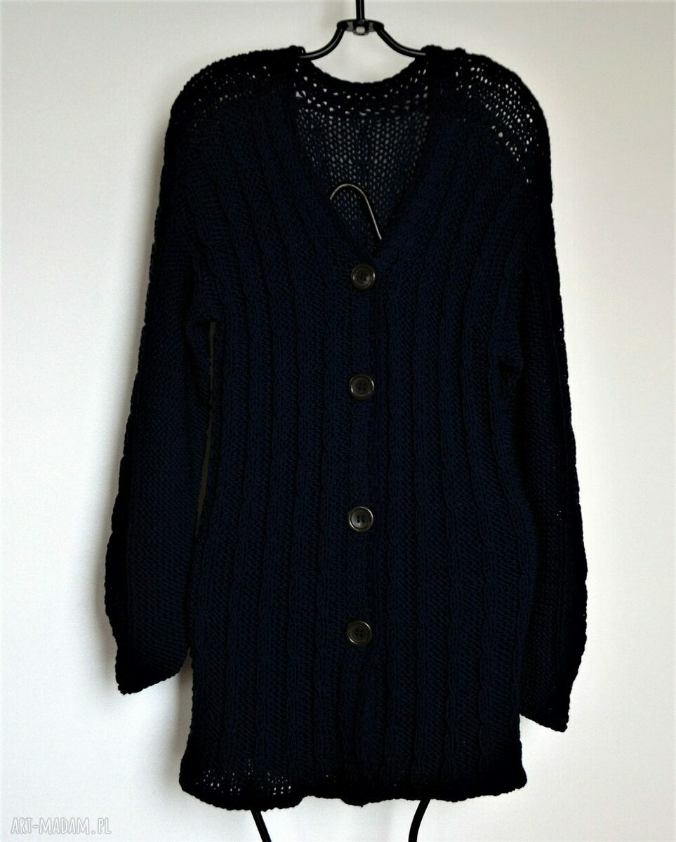 swetry: granatowy kardigan zamówienie Hand Made
