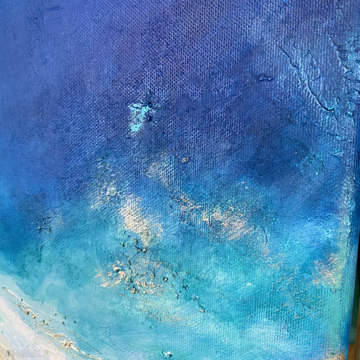 Granatowy obraz abstrakcyjny "Maldives IX" 40x50 cm do salonu i biura