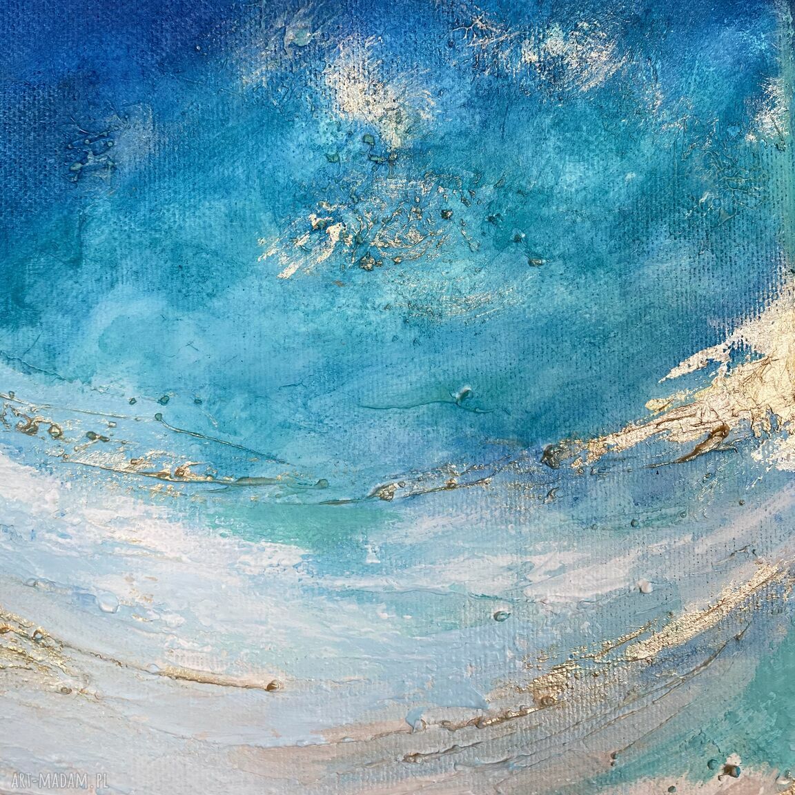 Granatowy obraz abstrakcyjny "Maldives IX" 40x50 cm do salonu i biura