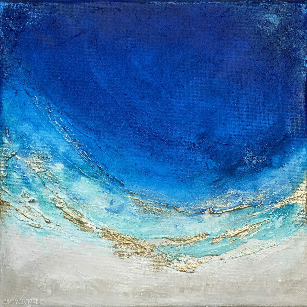 Granatowy obraz abstrakcyjny Ocean Maldives 20x20 cm