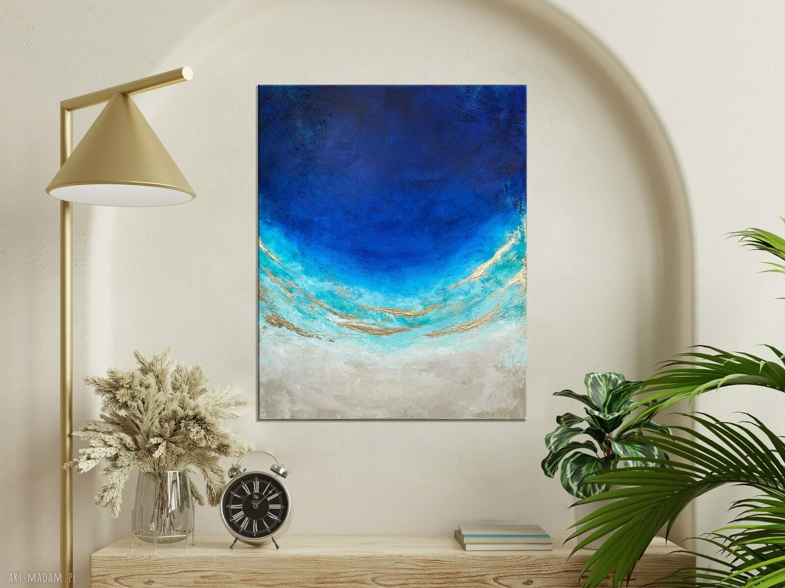 Granatowy obraz abstrakcyjny Maldives ze złotem 40x50 cm