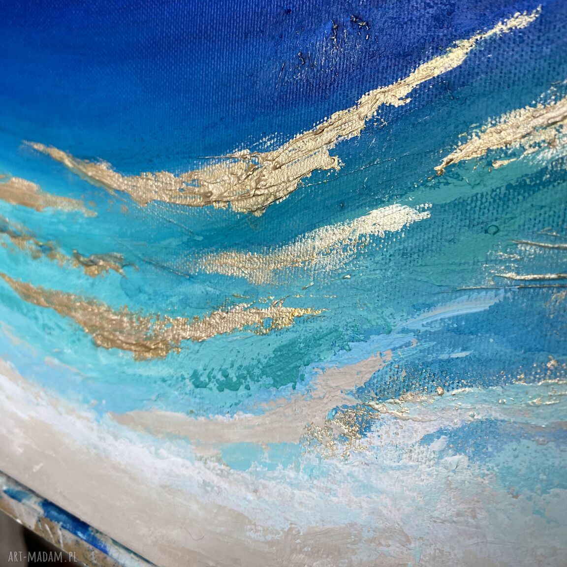 Granatowy obraz abstrakcyjny "Maldives XVII" 50x50 cm do salonu