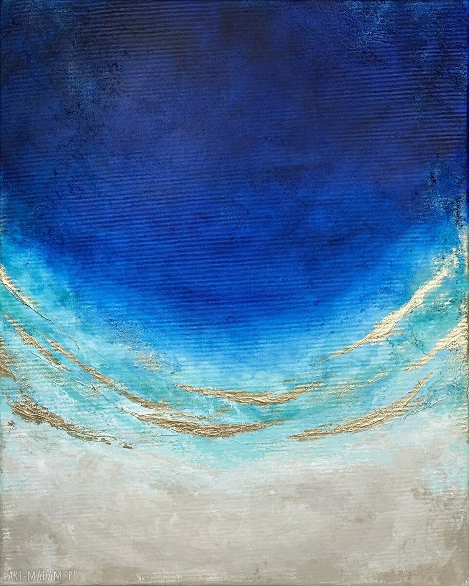 Granatowy obraz abstrakcyjny Maldives ze złotem 40x50 cm