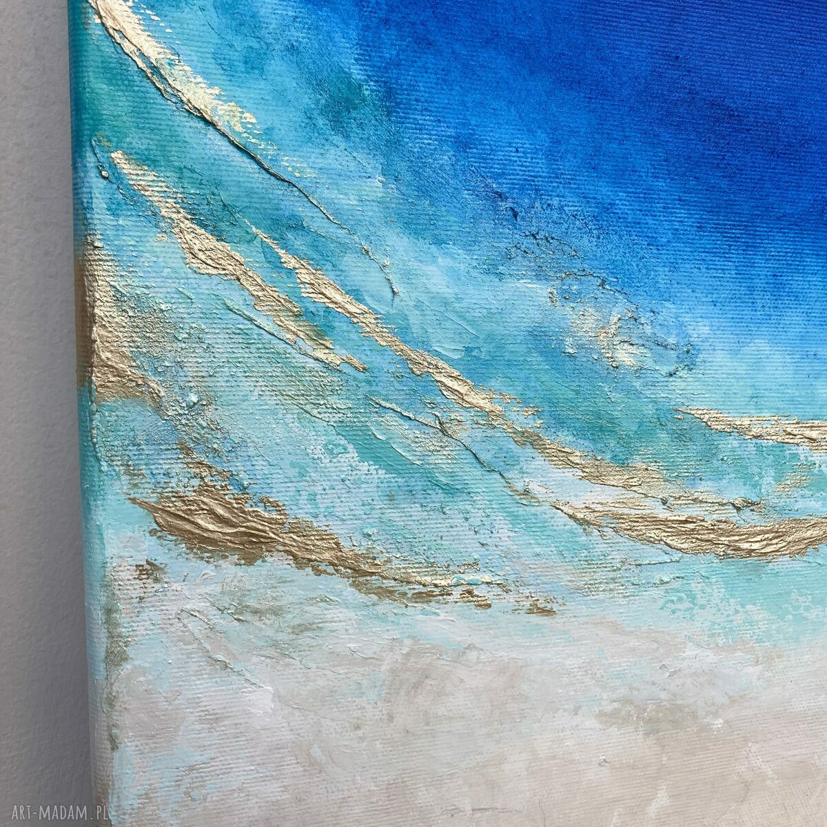 Granatowy obraz abstrakcyjny Maldives ze złotem 40x50 cm