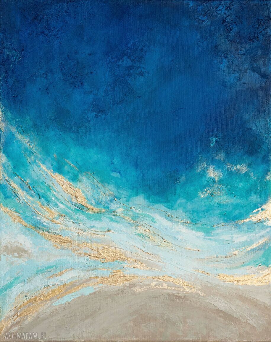 Granatowy obraz abstrakcyjny "Maldives IX" 40x50 cm do salonu i biura