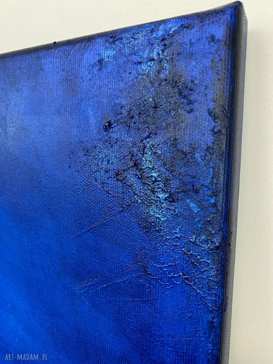Ręcznie malowany granatowy obraz abstrakcyjny Ocean Maldives 30x40 cm (pionowy)